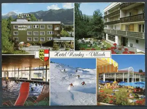 (2533) Hotel NANKY / Warmbad Villach / Mehrbildkarte m. Wappen - gel. 1991