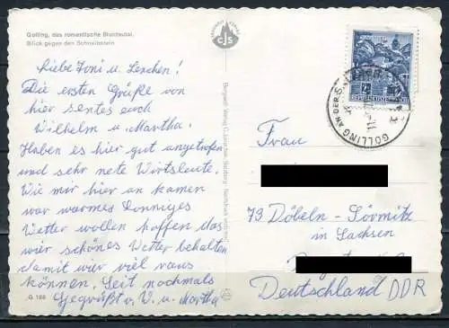 (2510) Golling, das romantische Bluntautal / Blick gegen den Schneibstein - gel. 1970 - G 160   Bergwelt-Verlag