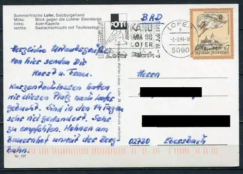 (2508) Gruß aus Lofer / Mehrbildkarte m. Wappen - gel. 1999 - Nr. 107   Verl. Foto Walter Lukas, Lofer 29