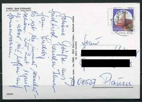 (2465) Tiers - St. Zyprian / Mehrbildkarte - gel. 1993 - 528/66   Foto Fränzl, Kaltern