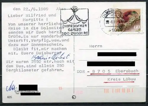 (2459) Grüße aus den Dolomiten / Mehrbildkarte - gel. 1989 - 405   Edizione B. Lazzarotto - Bolzano