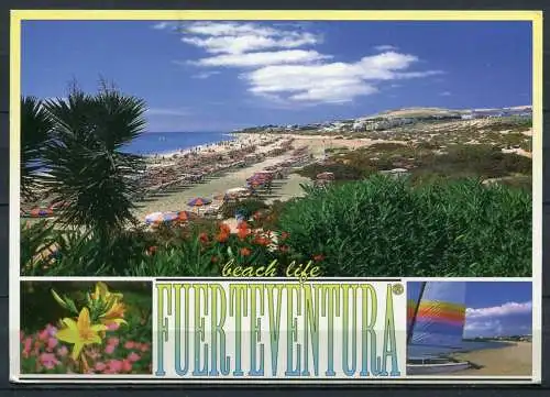 (**2396) Fuerteventura / Strandüberblick - gel. - Real Island Card   / Großformat