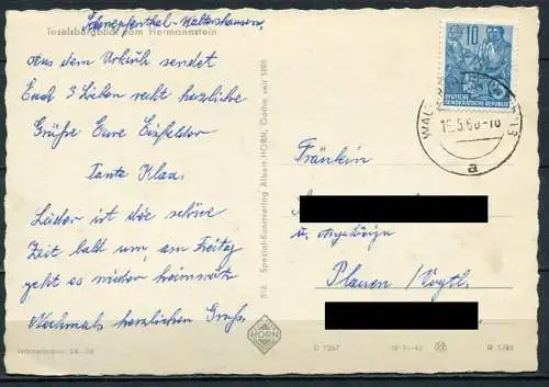 (2343) Inselbergblick vom Hermannstein - gel. 1960 - DDR - D 7267   R 1/60   Albert Horn, Gotha