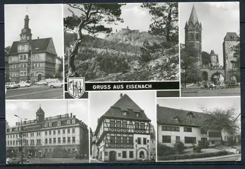 (2333) Gruss aus Eisenach / Mehrbildkarte s/w m. Wappen - gel. - DDR