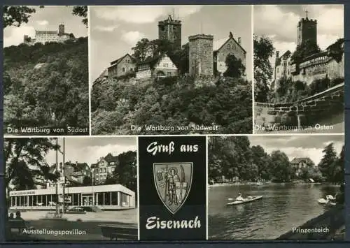 (2328) Gruß aus Eisenach / Mehrbildkarte s/w m. Wappen - gel. - DDR - E 47/1   S 1/69  Auslese-Bild-Verlag