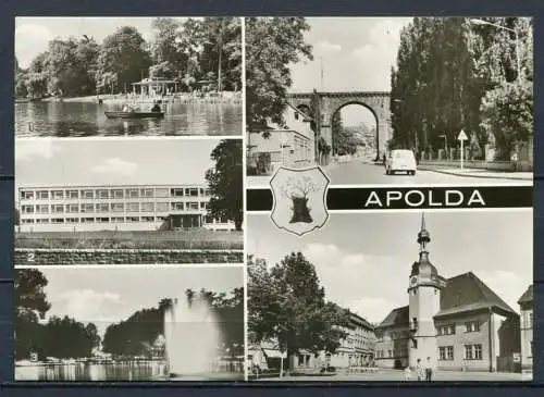 (2306) Apolda / Mehrbildkarte s/w m. Wappen - gel. 1977 - DDR - Bild und Heimat