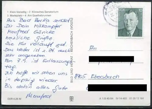 (2304) Volksheilbad Bad Berka / Mehrbildkarte s/w - gel. - DDR - Bild und Heimat