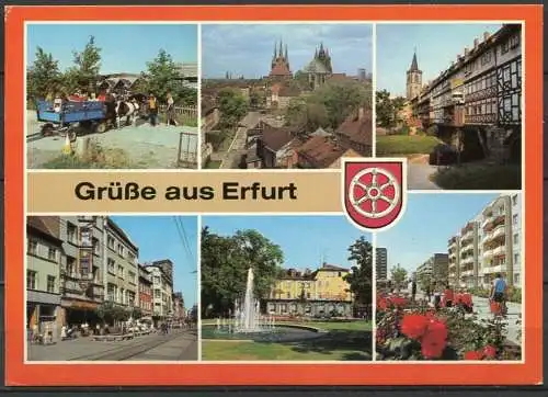 (2272) Grüße aus Erfurt / Mehrbildkarte m. Wappen - n. gel. - DDR - Bild und Heimat
