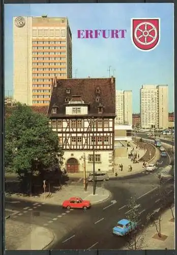 (2271) Erfurt / Blick zum Juri-Gagarin-Ring / Pkw / Wappen - n. gel. - DDR - Bild und Heimat