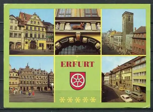 (2261) Erfurt / Mehrbildkarte m. Wappen / Pkw - gel. 1987 - DDR - Bild und Heimat