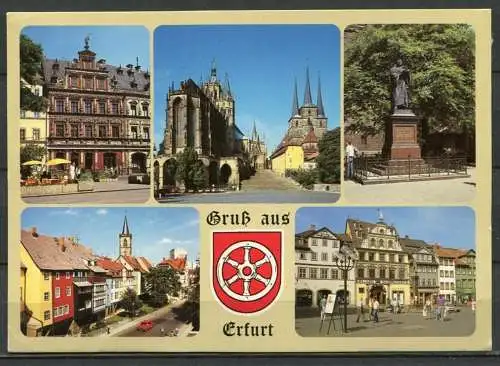 (2260) Gruß aus Erfurt / Mehrbildkarte m. Wappen  - gel. - Motiv-Nr. Erf 075    Auslese-Bild-Verlag