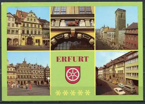 (2259) Erfurt / Mehrbildkarte m. Wappen / Pkw - n. gel. - DDR - Bild und Heimat
