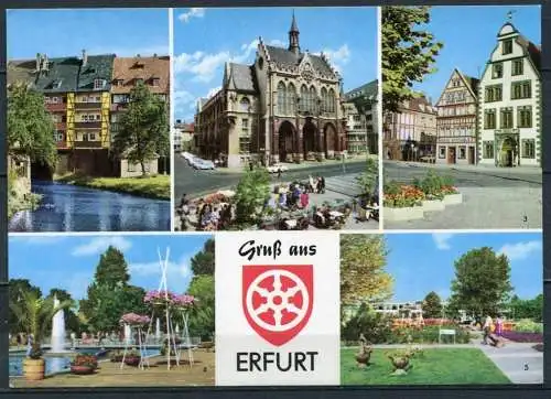 (2258) Gruß aus Erfurt / Mehrbildkarte m. Wappen - n. gel. - DDR