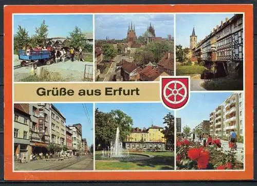 (2255) Grüße aus Erfurt / Mehrbildkarte m. Wappen  - gel. - DDR - Bild und Heimat