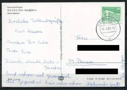 (2249) Meura (Thür. Wald) / Meurasteine - gel. 1983 - DDR - P 3/80   01 11 04 19 019   Lichtbild-Schincke, Zeitz