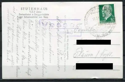 (2213) Stutenhaus / Ferienheim u. Berggaststätte bei Schmiedeberg am Rstg. - gel. 1962 - DDR