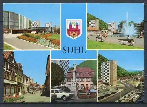(2099) Suhl / Mehrbildkarte m. Wappen/ Pkw  - n. gel. - DDR - Bild und Heimat