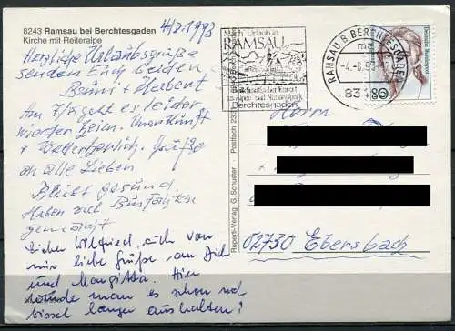 (2031) Ramsau bei Berchtesgaden / Kirche mit Reiteralpe - gel. 1993 - Ruperti-Verlag  G. Schuster