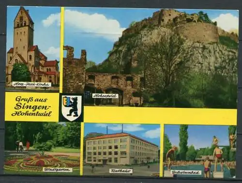 (1989) Gruß aus Singen-Hohentwiel / Mehrbildkarte m. Wappen - gel. - Verl. Jos. Christ, Stockach