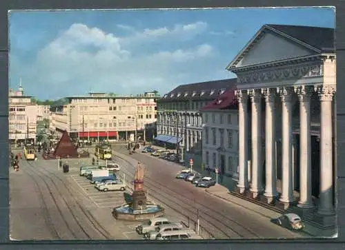 (1984) Karlsruhe / Marktplatz / Straßenbahn / Oldtimer/ Pkw - gel. - Nr. K 13