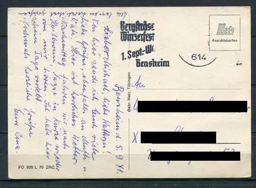 (1969) Bensheim - Mittlepunkt der Bergstraße / Mehrbildkarte m. Wappen - gel.