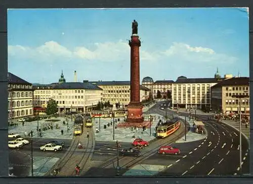 (1965) Darmstadt / Luisenplatz mit "Langem Ludwig" / Straßenbahn / Pkw - gel. - 31.992.20   Krüger