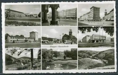 (1954) Hagen - Sauerland / Mehrbildkarte s/w - gel. 1958 - 502 08   Graph. Kunstanstalt Kettling & Krüger