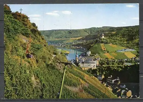 (1949) Weinstadt Cochem an der Mosel mit Burg Cochem, Seilbahn und Pinnerkreuz / gel. 1972