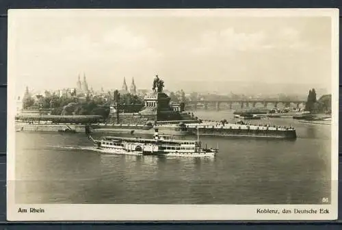 (1939) Am Rhein / Koblenz, das Deutsche Eck - n. gel. - Echte Photographie 86 - Verlag Kraß, Köln-E.