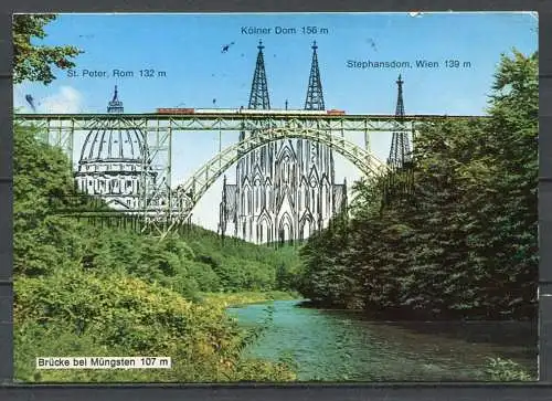 (1887) Müngstener Brücke / im Höhenvergleich zu bekannten europäischen Bauten  - gel. 1982 - Sprenger