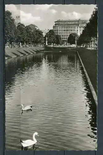 (1878) Düsseldorf / Königsallee - gel. 1958 - Originalfoto - Bahnhofsbuchhandlung Adam Heinz