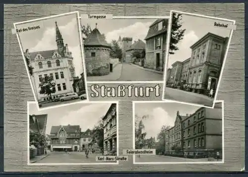 (1869) Staßfurt / Mehrbildkarte s/w - gel. - DDR - Echt Foto  A 3427   Verlag Konsum Foku Magdeburg