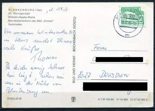 (1856) Blankenburg / Betriebsferienheim der ZBO "Einheit" Dachrieden / Mehrbildk. s/w - gel. 1985 - DDR