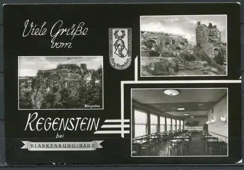 (1847) Regenstein bei Blankenburg/Harz / Mehrbildkarte m. Wappen s/w - gel. 1975 - DDR