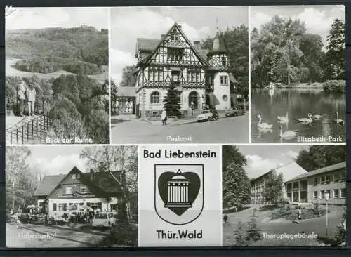 (1800) Bad Liebenstein / Mehrbildkarte m. Wappen u. Postamt - gel. - DDR - S 1/85  09 11 01 ..75  Auslese-Bild-Verl.