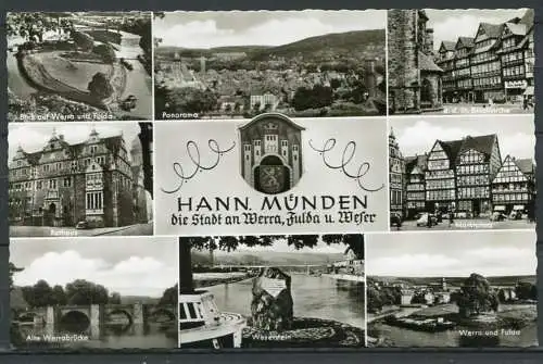 (1773) Hann. Münden / Mehrbildkarte s/w m. Wappen - Echt Foto - n. gel. - Lux Mü 35 II  Agfa