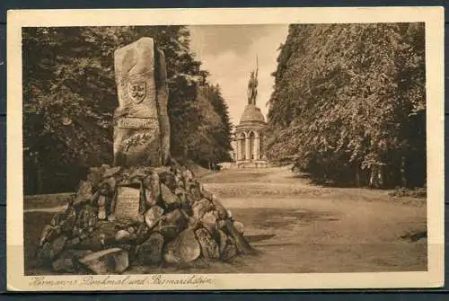(1758) Hermanns Denkmal und Bismarckstein / Echt Kupfer-Tiefdruck - n. gel. - C. M. T.  Nr 8688