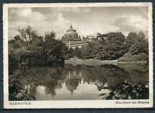 (1752) Hannover / Maschpark mit Museum / Echt Kupfer-Tiefdruck / m. Feldpoststempel