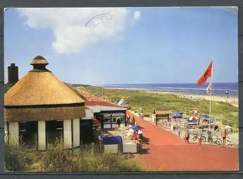 (1738) Nordseebad Juist / Strandkorb mit Promenade und Strand - gel. 1972 - Echtes Brunke Foto  Co 123