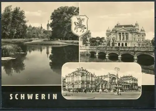 (1681) Schwerin / Mehrbildkarte s/w mit Wappen - beschrieben - DDR - Z 3007   N 1/61   Gebr. Garloff, Magdeburg