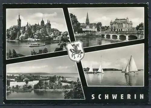 (1674) Schwerin / Mehrbildkarte s/w mit Wappen - gel. 1965 - DDR - N 1/65   Z 3009   Gebr. Garloff, Magdeburg