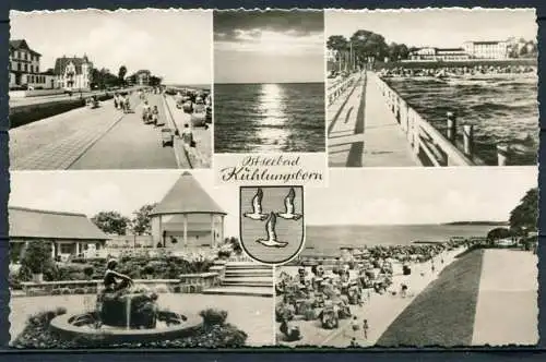 (1480) Ostseebad Kühlungsborn / Mehrbildkarte s/w mit Wappen - gel. - DDR