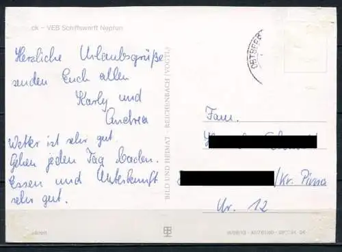 (1424) Rostock / VEB Schiffswerft Neptun - gel. - DDR - Bild und Heimat