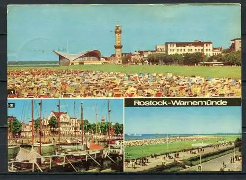 (1414) Rostock-Warnemünde / Mehrbildkarte - gel. 1977 - DDR - 06 01 0210 M  A4/3/1/77 Planet-Verlag