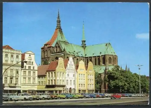 (1377) Rostock / Ernst-Thälmann-Platz / Pkw - n. gel. - DDR - Bild und Heimat
