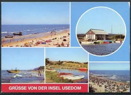 (1354) Grüße von der Insel Usedom / Mehrbildkarte - n. gel. - DDR - Bild und Heimat
