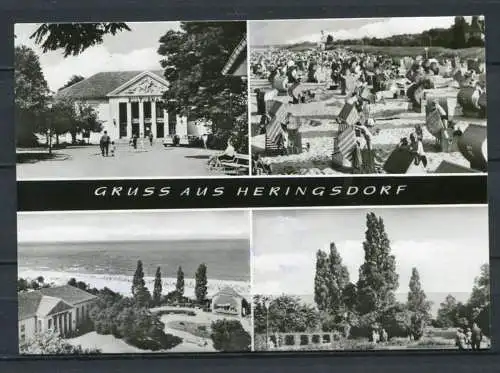 (1310) Gruss aus Heringsdorf / Mehrbildkarte s/w / Echt Foto - gel. 1982 - DDR - Bild und Heimat