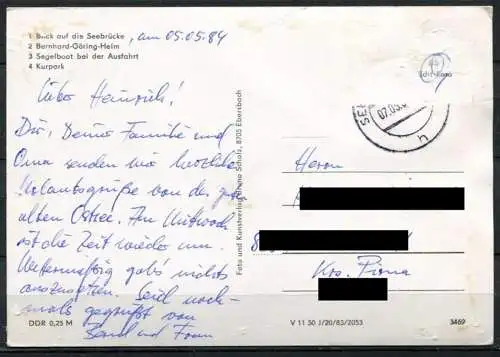 (1287) Gruß aus Ostseebad Ahlbeck / Mehrbildkarte s/w - gel. 1984 - DDR