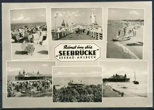 (1286) Rund um die Seebrücke / Seebad Ahlbeck / Mehrbildkarte s/w - gel. - DDR