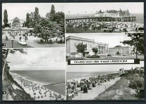 (1282) Gruß von der Insel Usedom / Mehrbildkarte - Frankatur ohne Stemel - DDR